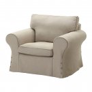 IKEA EKTORP Armchair COVER Chair Slipcover  RISANE NATURAL Linen Blend Beige
