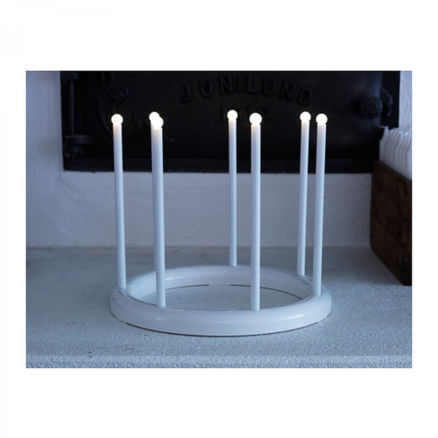 IKEA STRALA Round Christmas CANDELABRA Crown WHITE 7 LED Glansa Strala