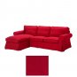 IKEA Ektorp Loveseat sofa w Chaise Lounge COVER 3-seat sectional Slipcover IDEMO RED Cotton Xmas