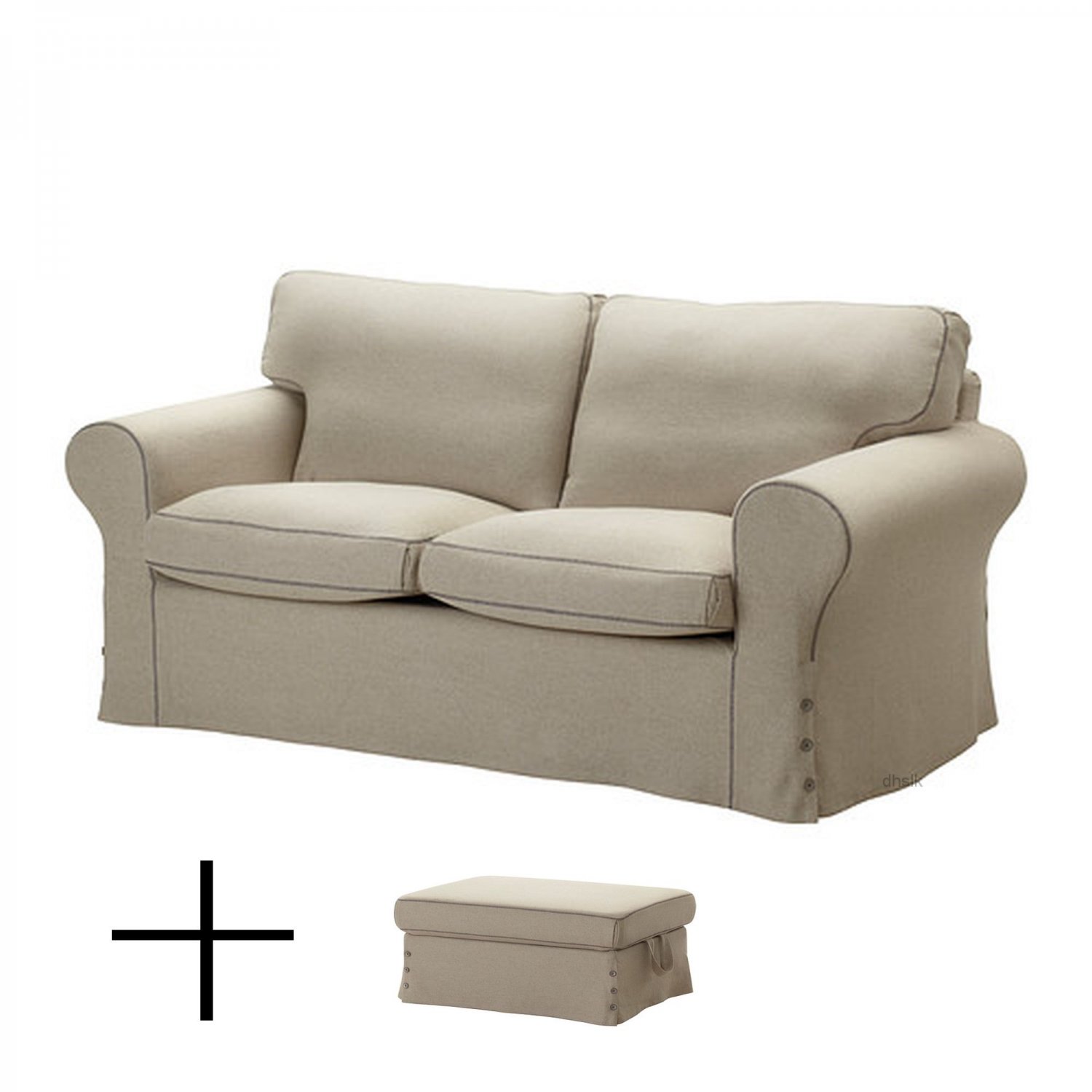 IKEA EKTORP 2 Seat Sofa and Footstool SLIPCOVERS Loveseat ...