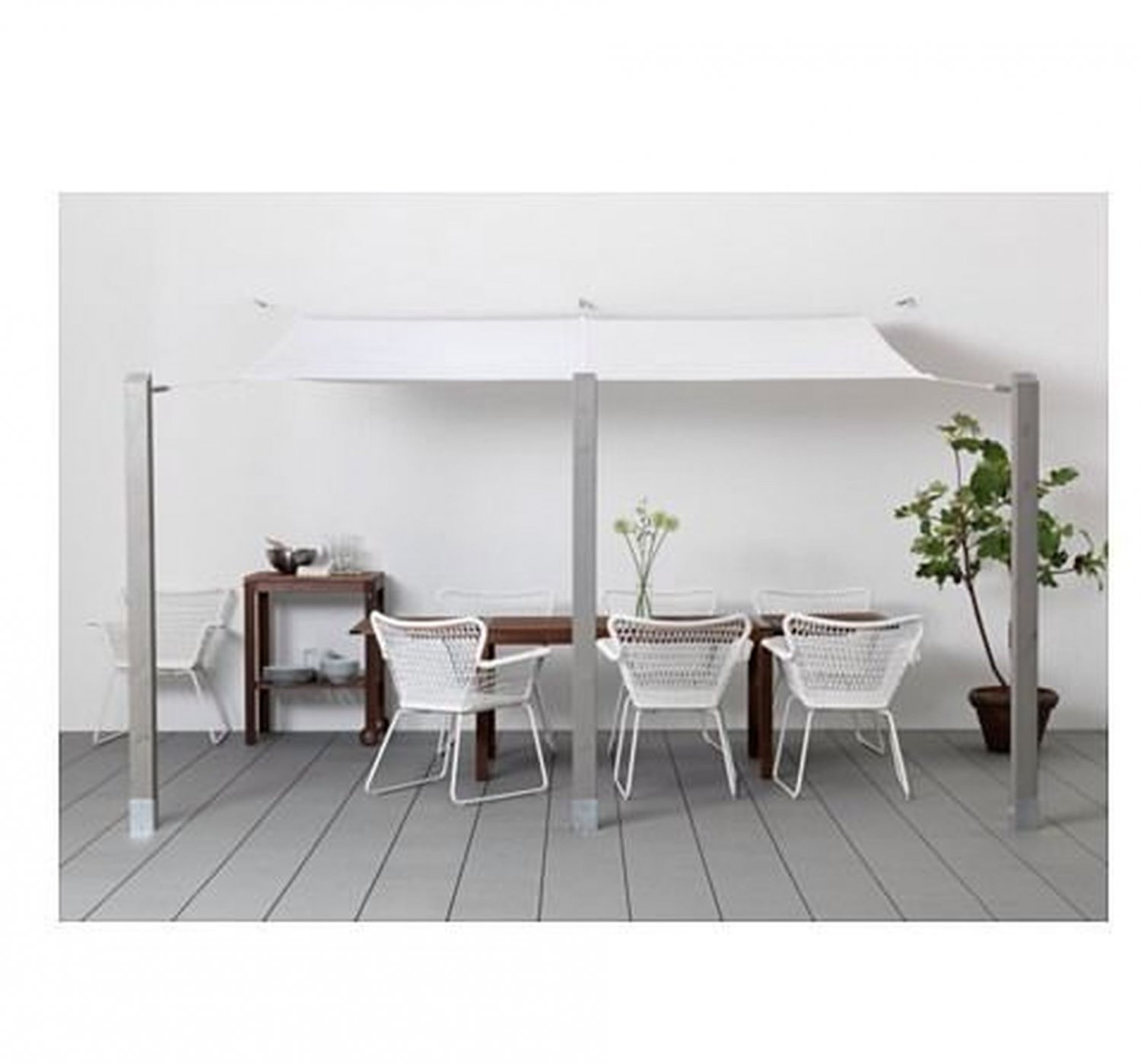 IKEA Dyning Patio GAZEBO Deck SHADE CANOPY Awning WHITE Rectangle