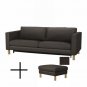 IKEA Karlstad Sofa  Bed and Footstool SLIPCOVER Sofabed Ottoman Cover KORNDAL BROWN