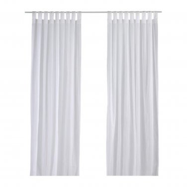 IKEA Matilda CURTAINS Drapes WHITE on WHITE Dotted Stripes 98" Long