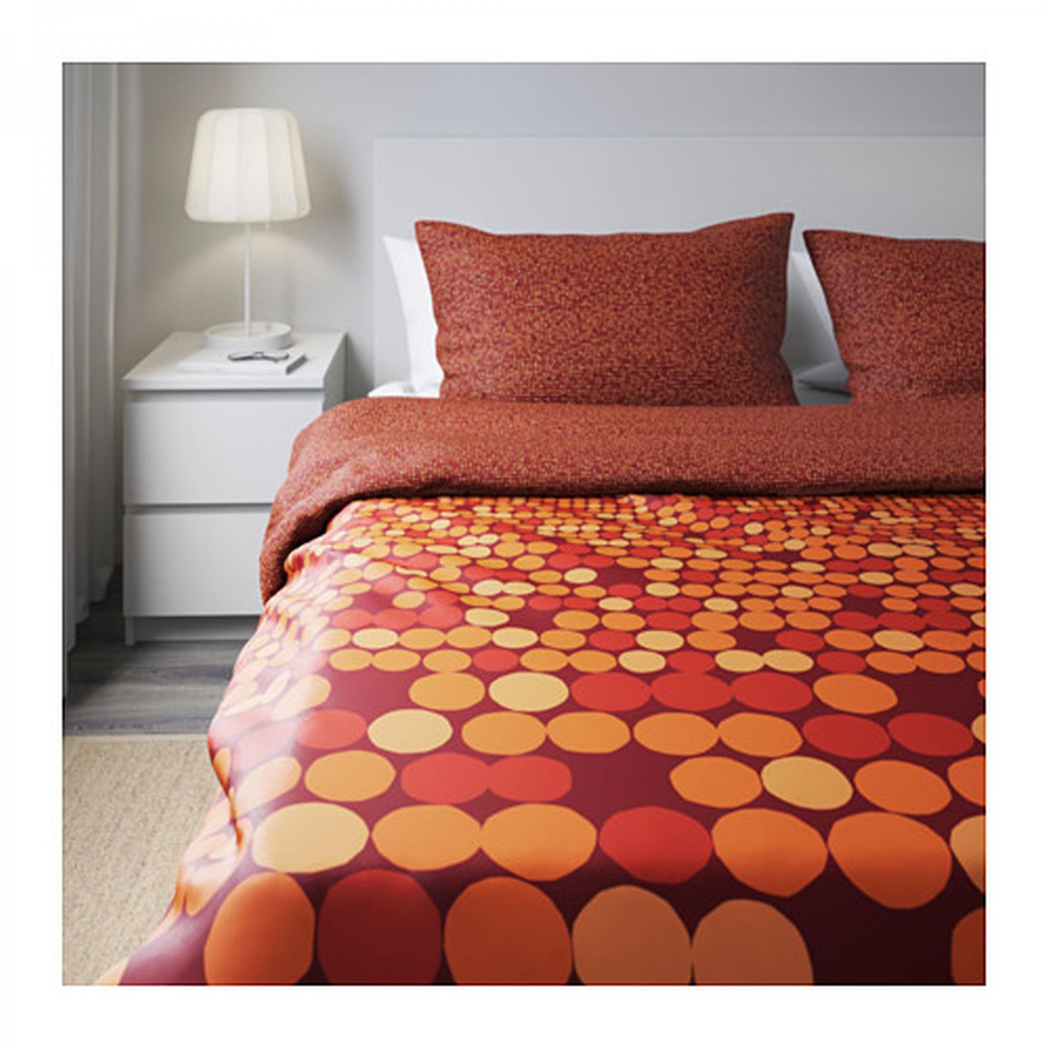 IKEA Smorboll Orange KING Duvet COVER Pillowcase Set SMÖRBOLL Dots Modern