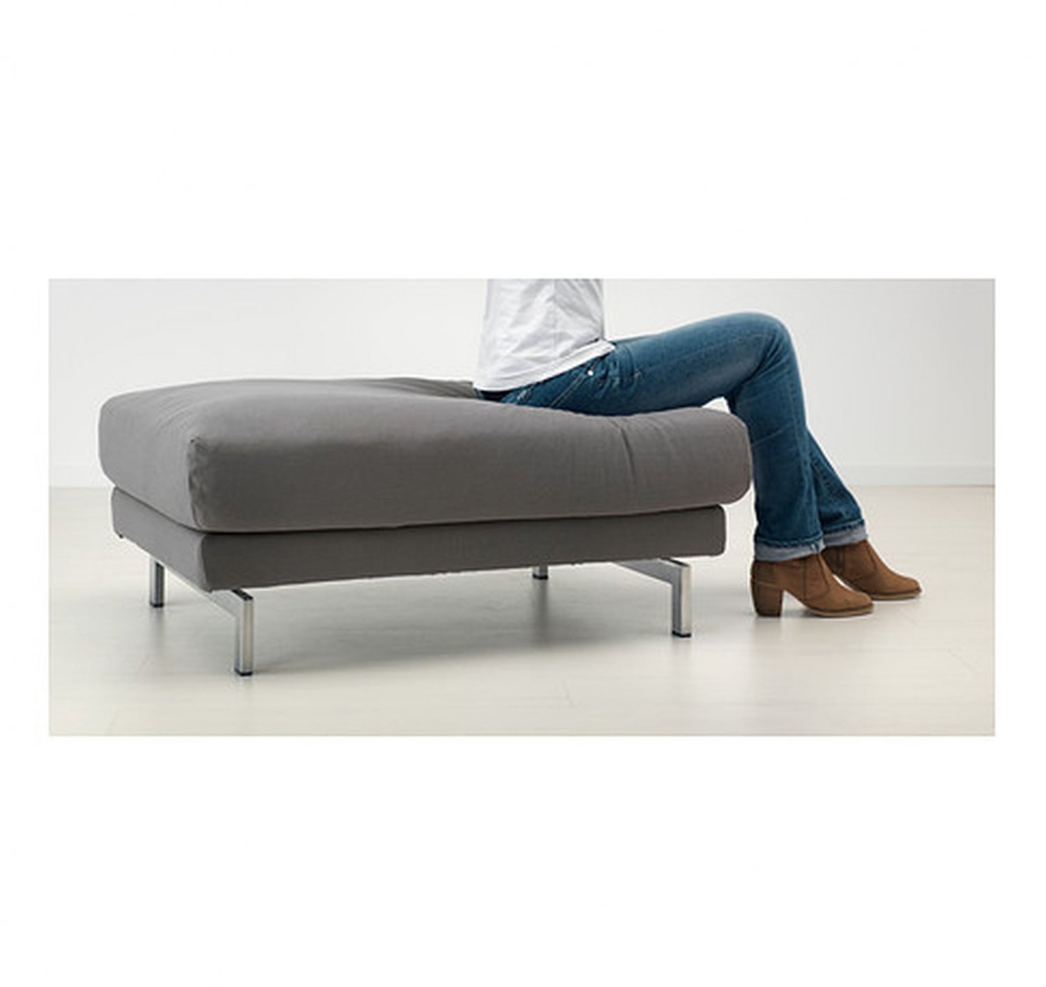 IKEA Nockeby Footstool SLIPCOVER Ottoman COVER Risane GRAY Grey Linen