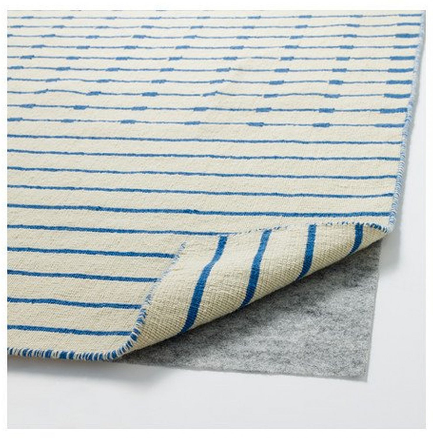 IKEA Tjareby Area RUG Mat WOOL Blue White Striped HandWoven TJÄREBY Flatwoven New