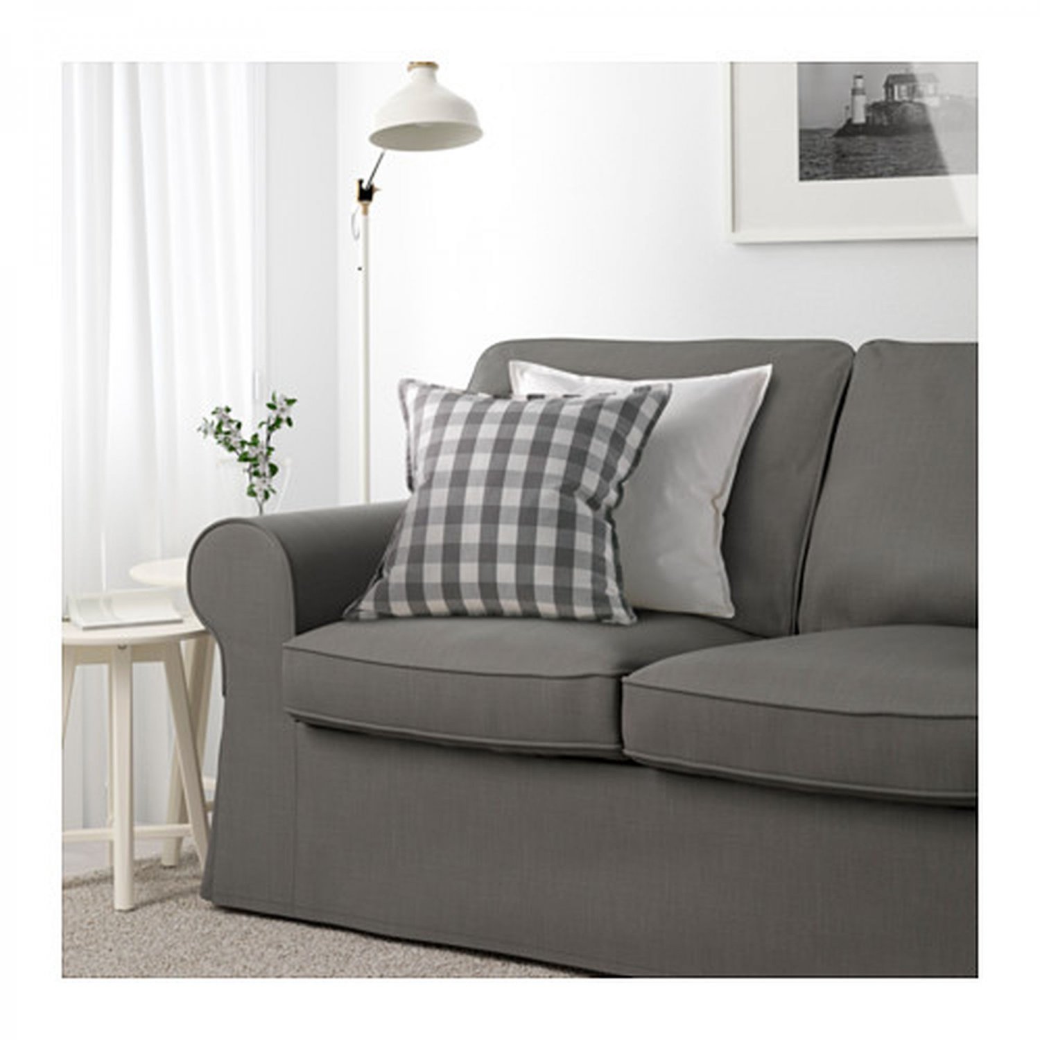 Ikea Ektorp 2 Seat Sofa Cover Loveseat Slipcover Nordvalla Gray Grey 