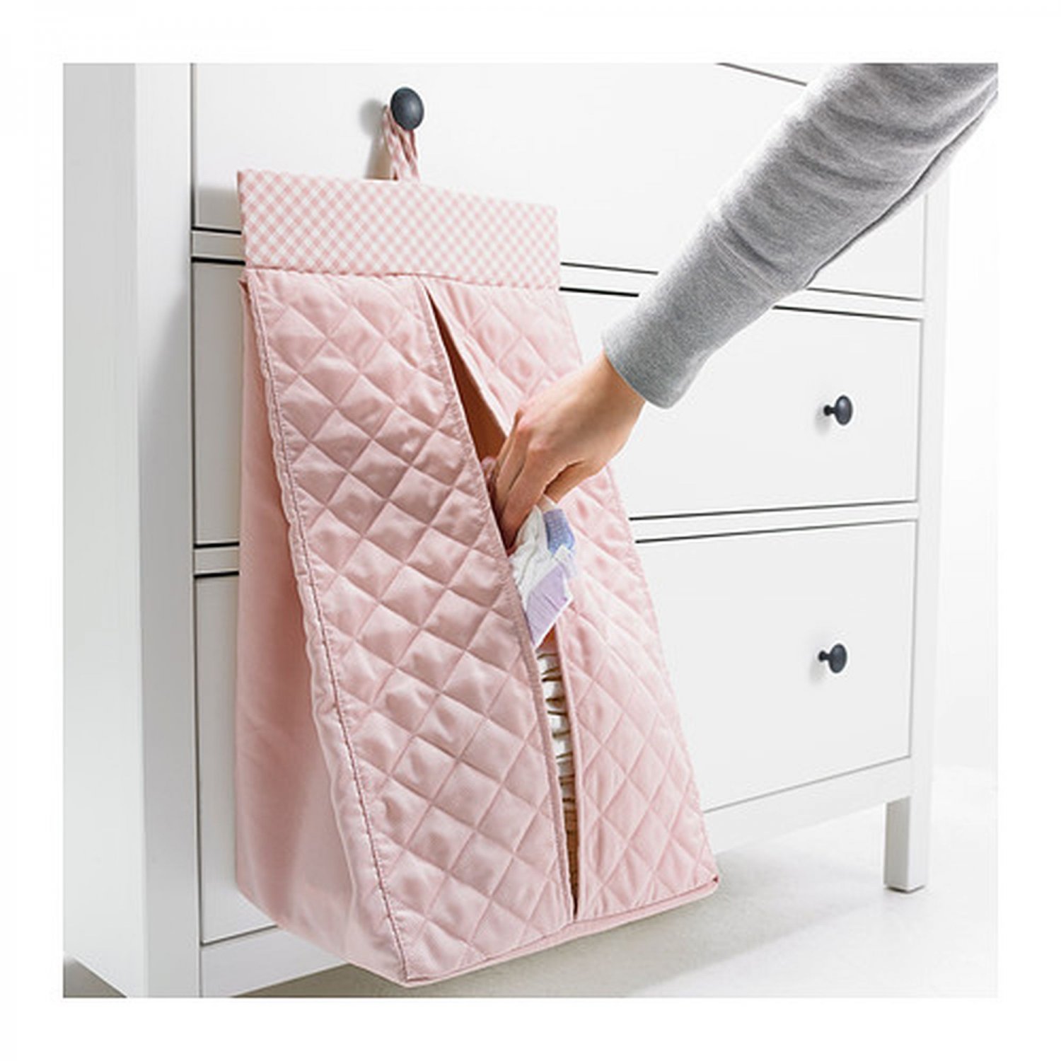 ikea-nanig-diaper-stacker-light-pink-baby-nursery-storage-bag-girl