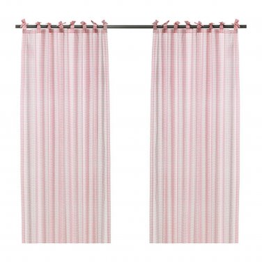IKEA Nyvaken CURTAINS Drapes PINK Check Gingham Country Classic Tie Top