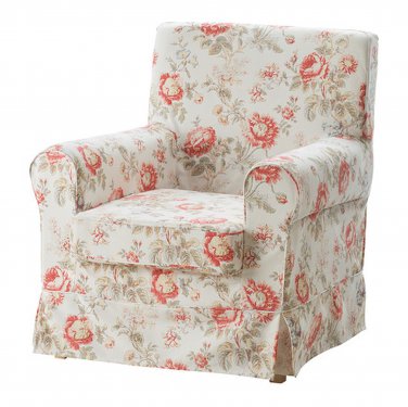 IKEA Ektorp JENNYLUND Armchair SLIPCOVER Chair Cover BYVIK Multi FLORAL Rose Peony Romantic