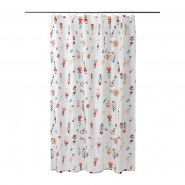 IKEA Rosenfibbla FABRIC SHOWER CURTAIN Multicolor White Floral Tolle Scandinavian Pattern