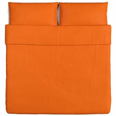 IKEA Dvala KING Duvet COVER Pillowcases Set ORANGE Cotton Fall Autumn Halloween