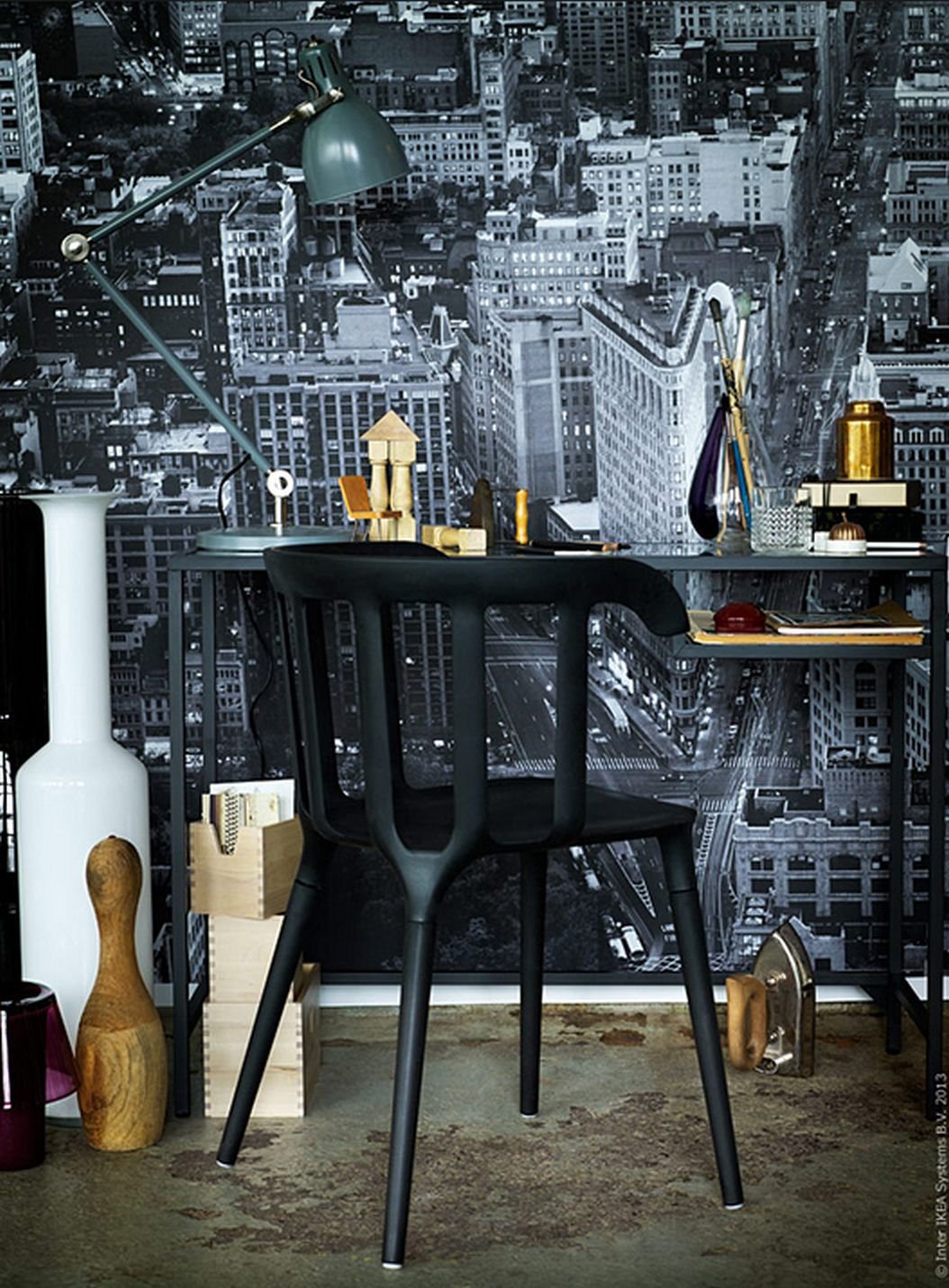 IKEA Premiar NEW YORK Flatiron CANVAS and FRAME WALL ART Print HUGE B/W NY