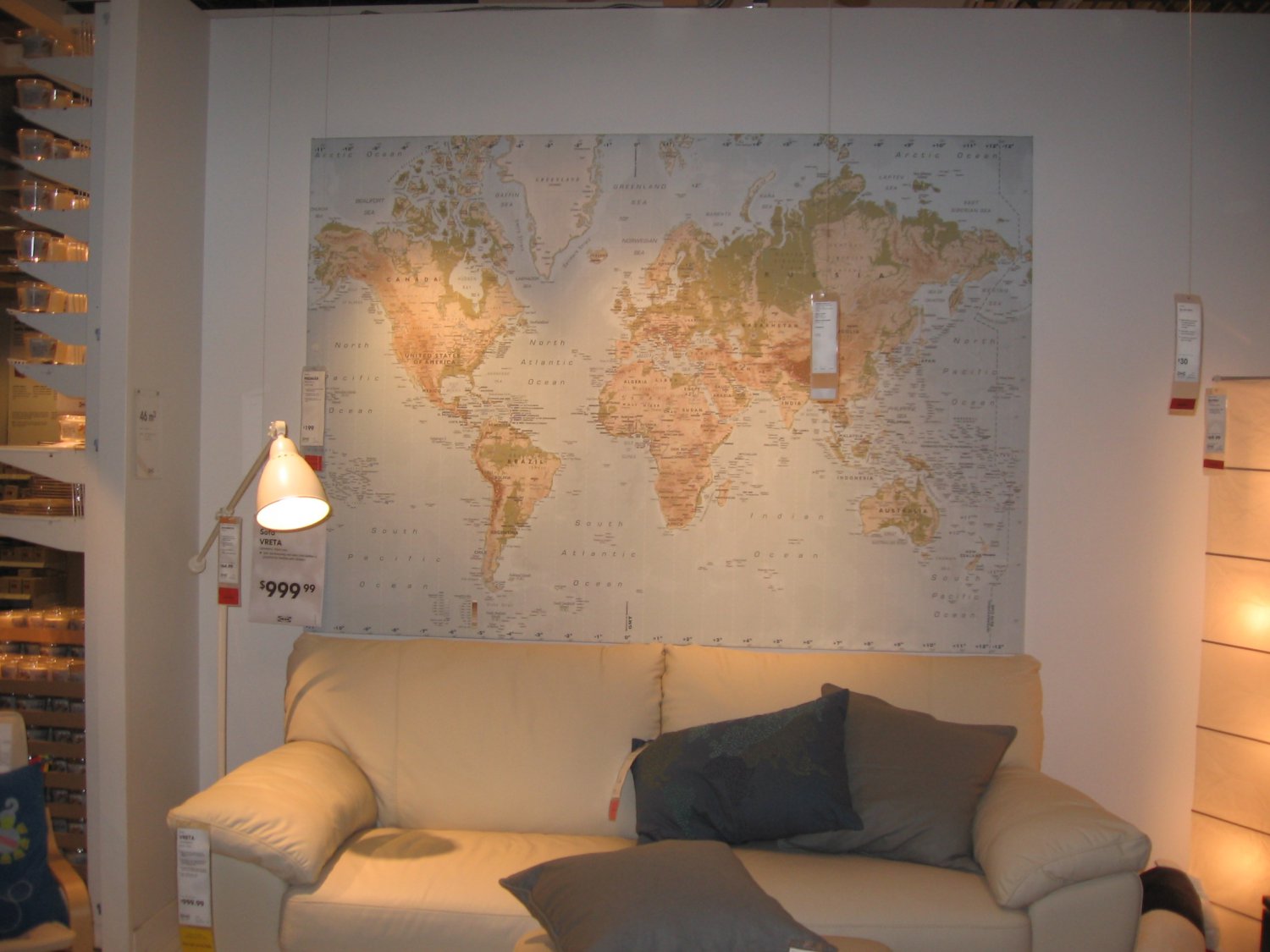 IKEA Premiar WORLD MAP Canvas WALL ART Print and Frame HUGE PREMIÄR
