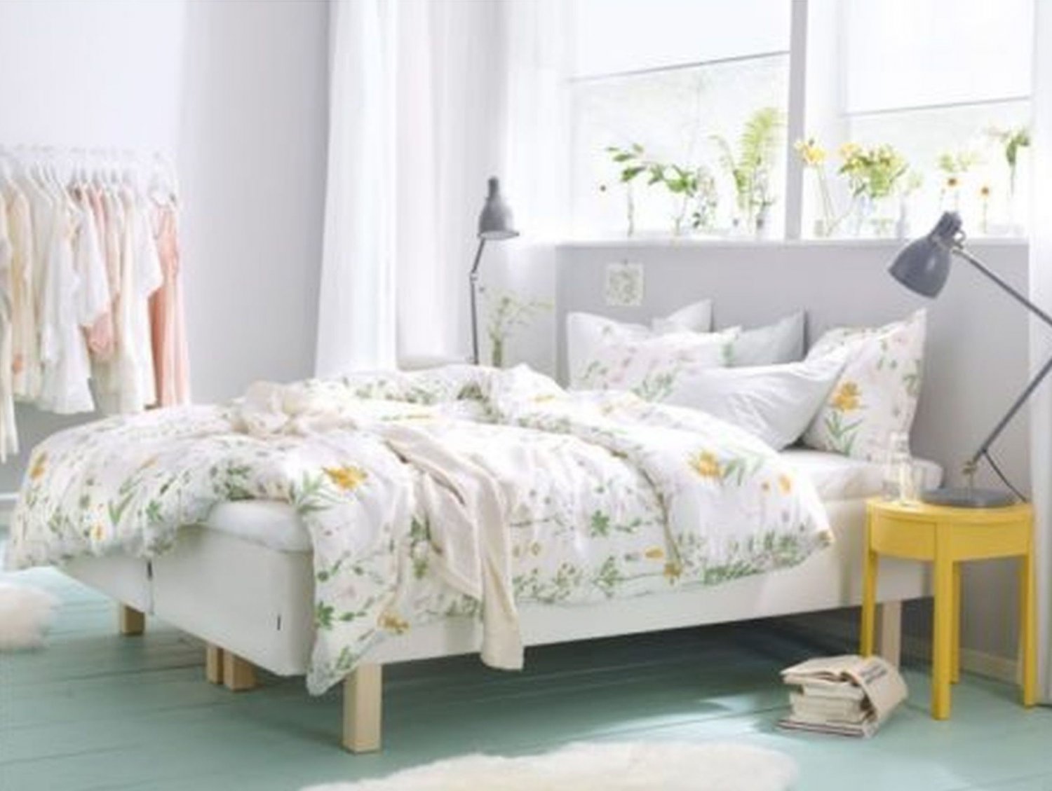 IKEA STRANDKRYPA TWIN Duvet COVER Pillowcase Set Botanical GREEN Yellow