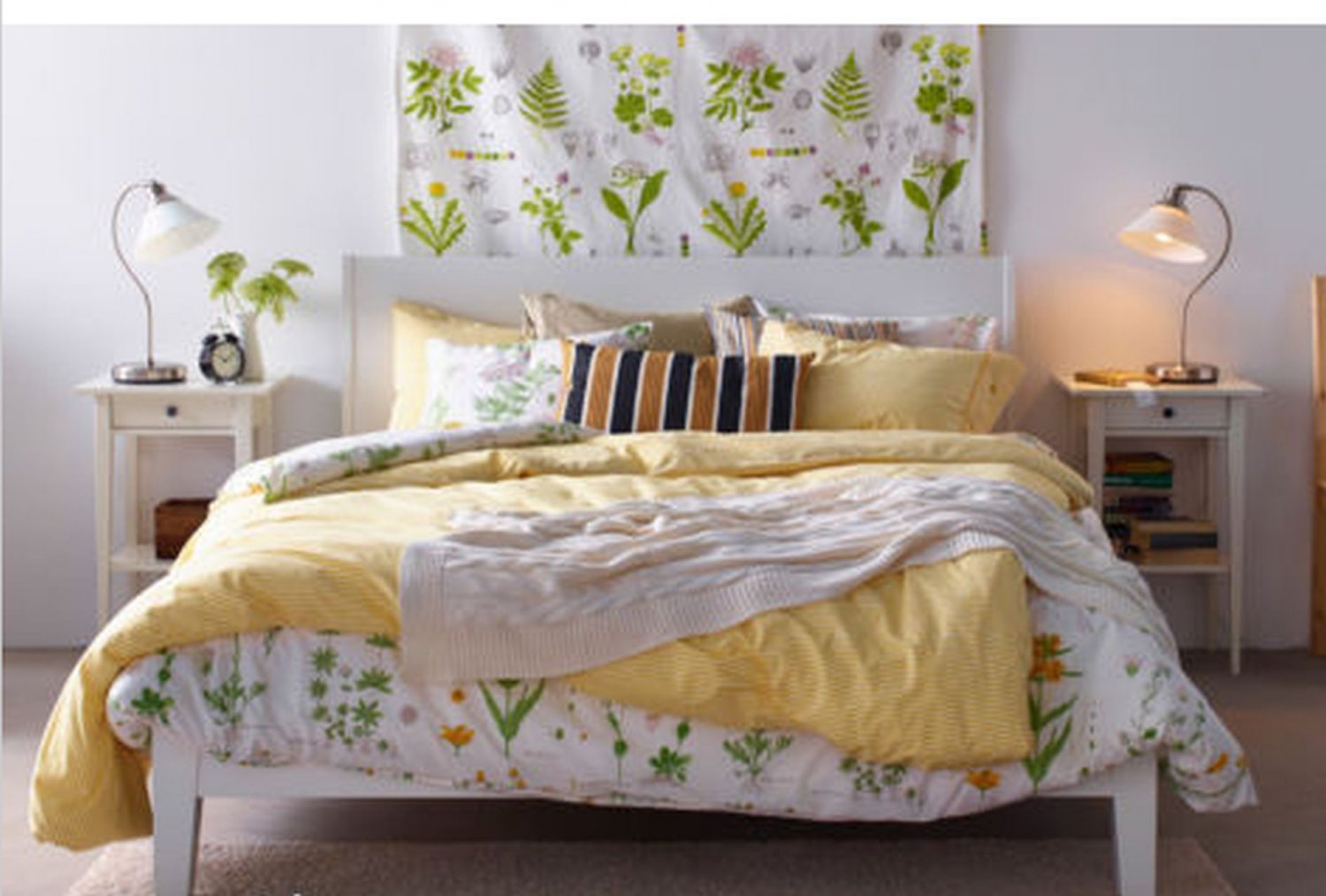 IKEA Strandkrypa QUEEN Full Duvet COVER Pillowcases Set Botanical GREEN