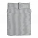 IKEA Margareta Full QUEEN Duvet COVER Pillowcases Set GRAY Grey STRIPES XMAS