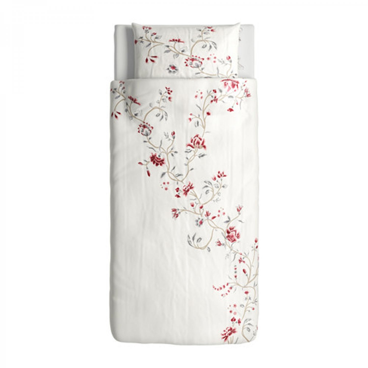 IKEA Rodbinka Twin DUVET COVER and Pillowcase Set FLORAL Romantic