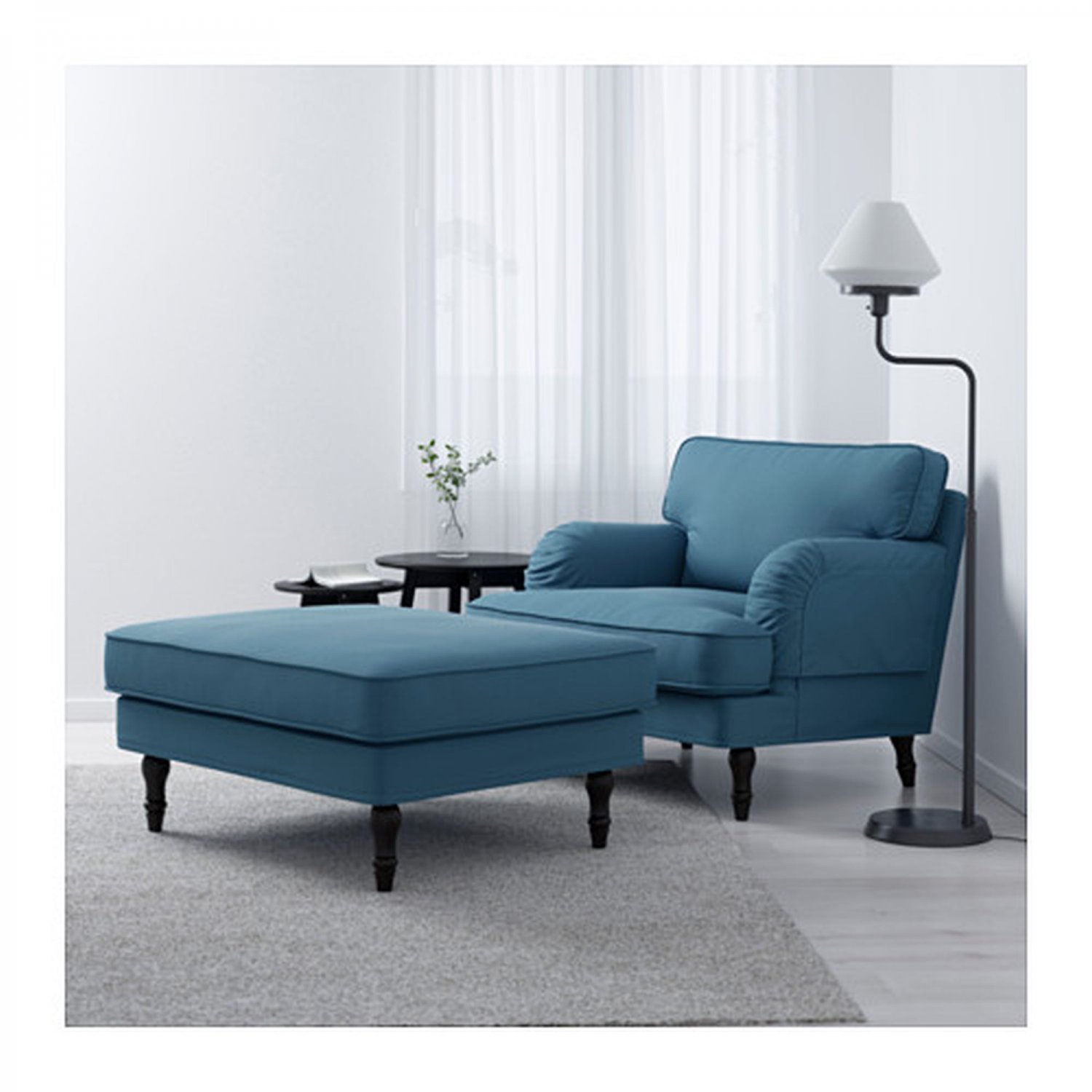 IKEA Stocksund Footstool SLIPCOVER Ottoman Cover LJUNGEN BLUE Velvet