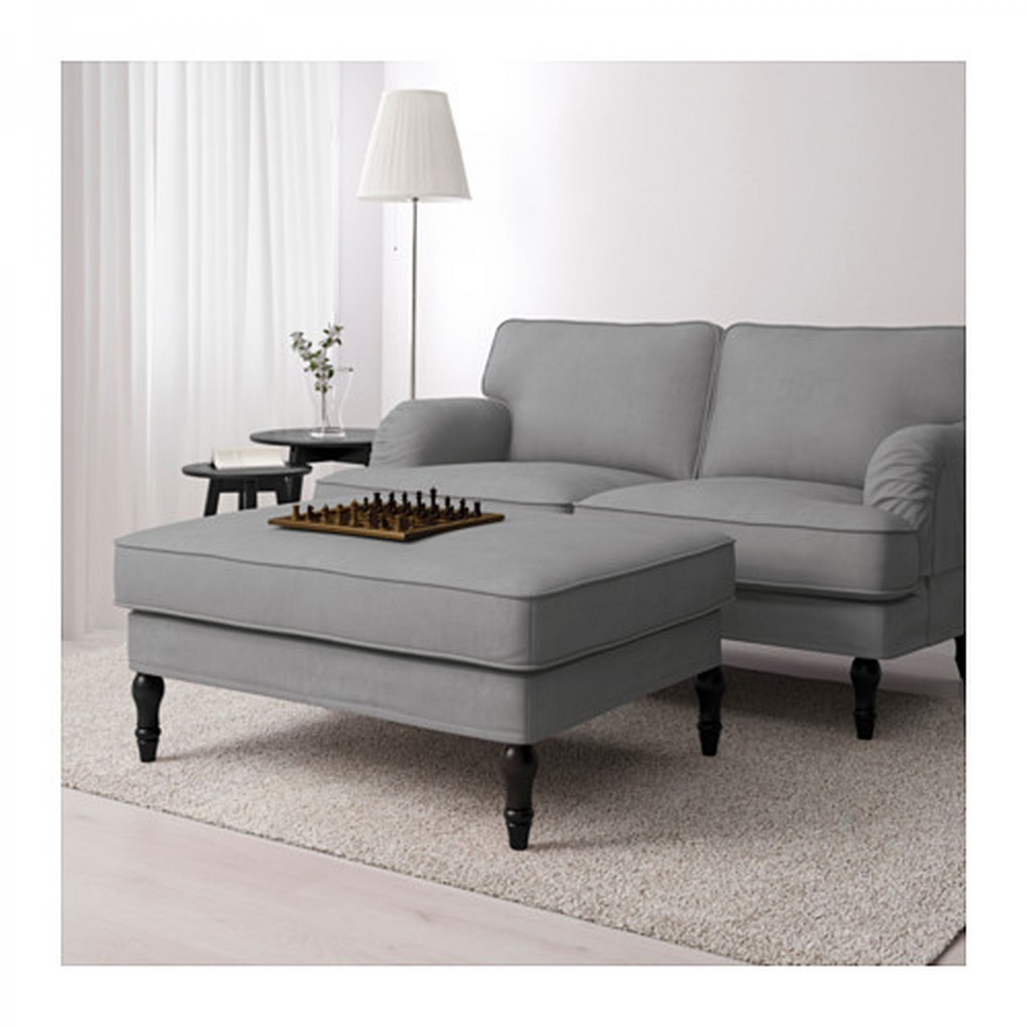 IKEA Stocksund Footstool SLIPCOVER Ottoman Cover LJUNGEN GRAY Velvet New