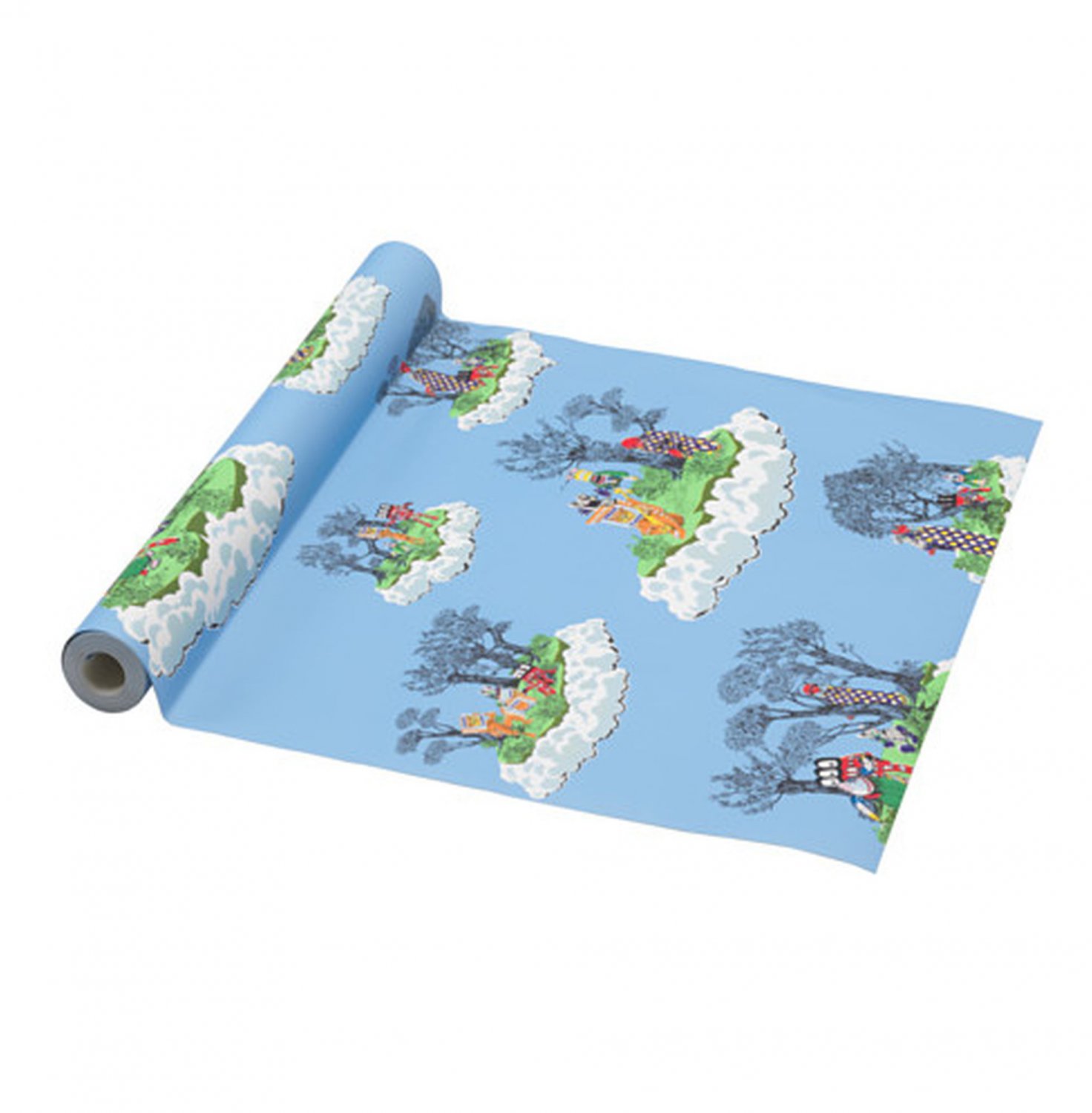 IKEA Glodande Wallpaper BLUE White GLÖDANDE 33"W Roll Limited Edition Surrealist