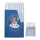 IKEA Sovdags 4 piece CRIB Bedlinen SET Duvet Cover Pillowcase Sheet Skirt Nursery Bedding BLUE Bunny