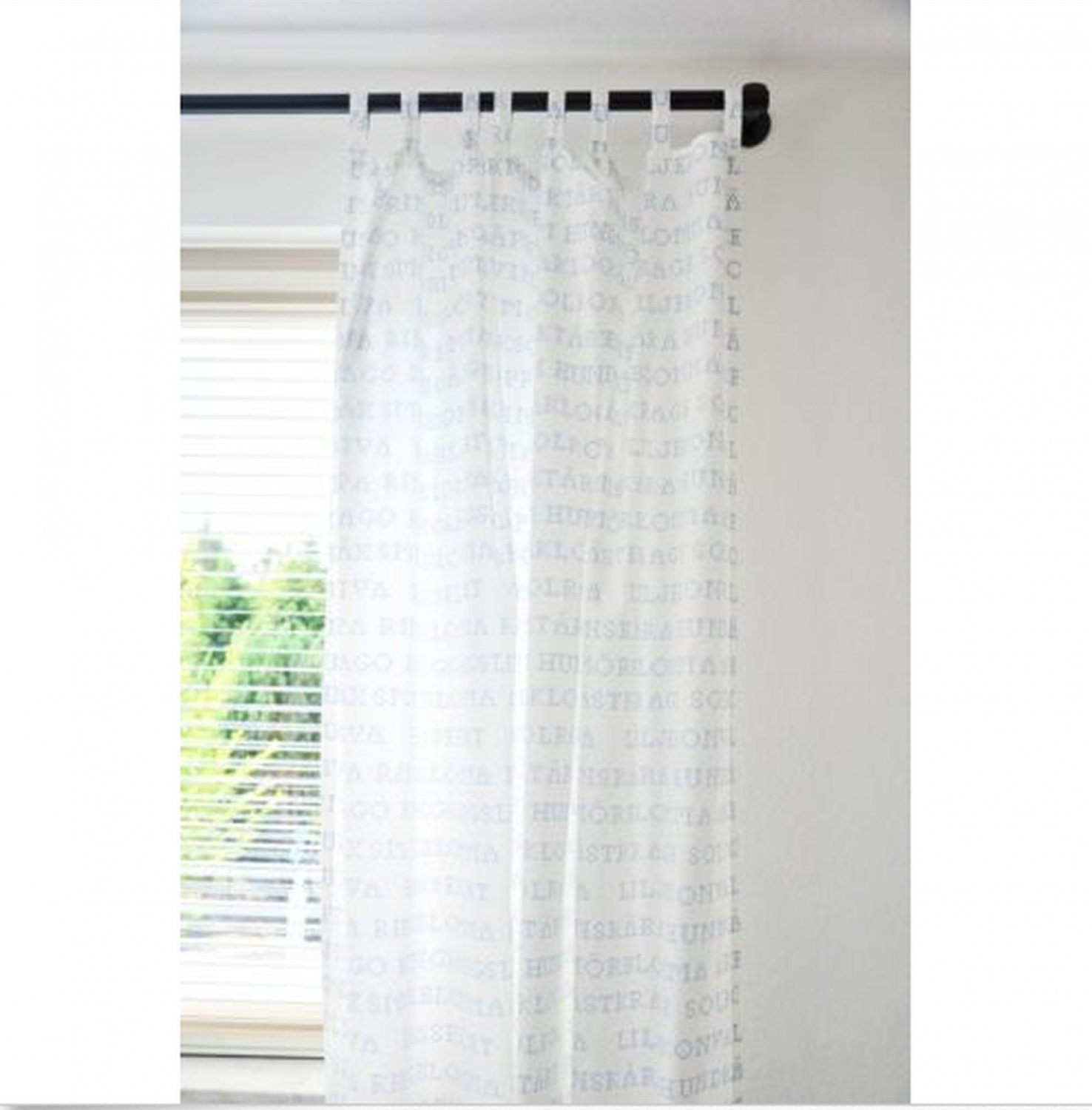 IKEA Unni Ord CURTAINS Drapes White Blue Cross-Stitch Design Lettering Tab Top