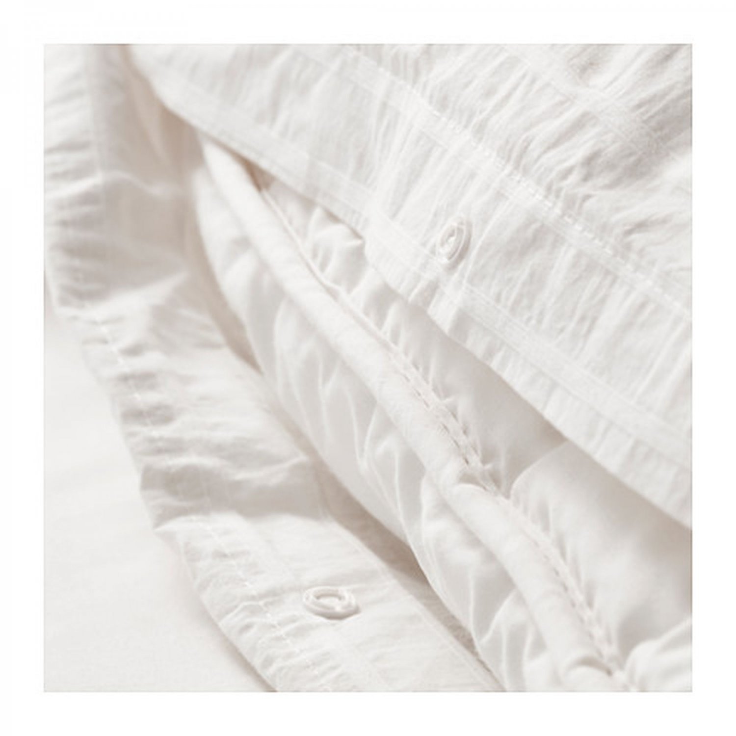 IKEA Ofelia Vass WHITE Pleated QUEEN Full Double DUVET COVER and