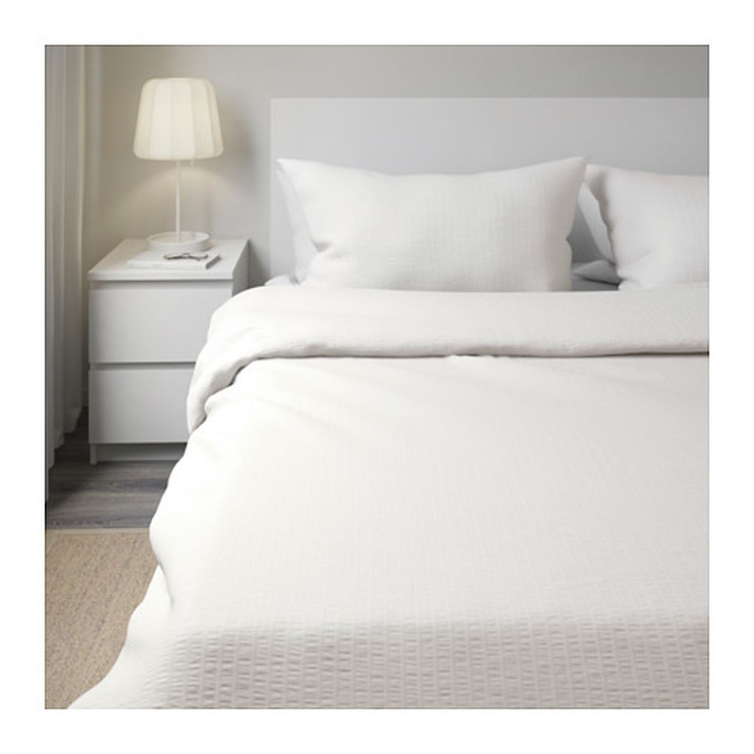 Ikea Ofelia Vass White Pleated Queen Full Double Duvet Cover And 