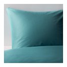 IKEA Gaspa KING Duvet COVER and  Pillowcases Set TURQUOISE Blue Green Sateen Woven GÄSPA
