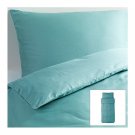IKEA Gaspa TWIN Duvet COVER and Pillowcase Set TURQUOISE Blue Green Sateen Woven GÄSPA