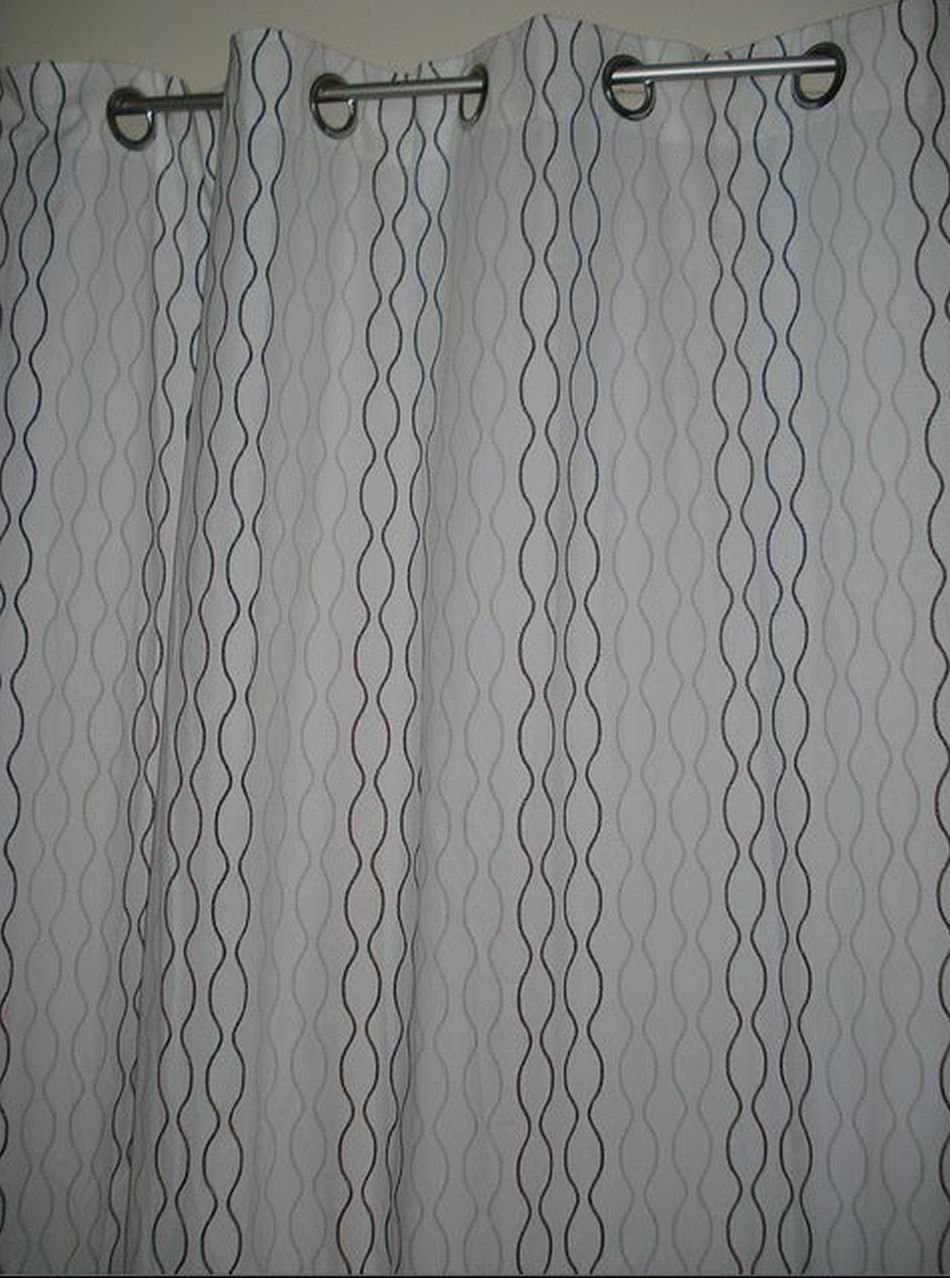 IKEA Henny Rand CURTAINS Drapes 2 Panels WHITE BROWN GRAY Cotton 98