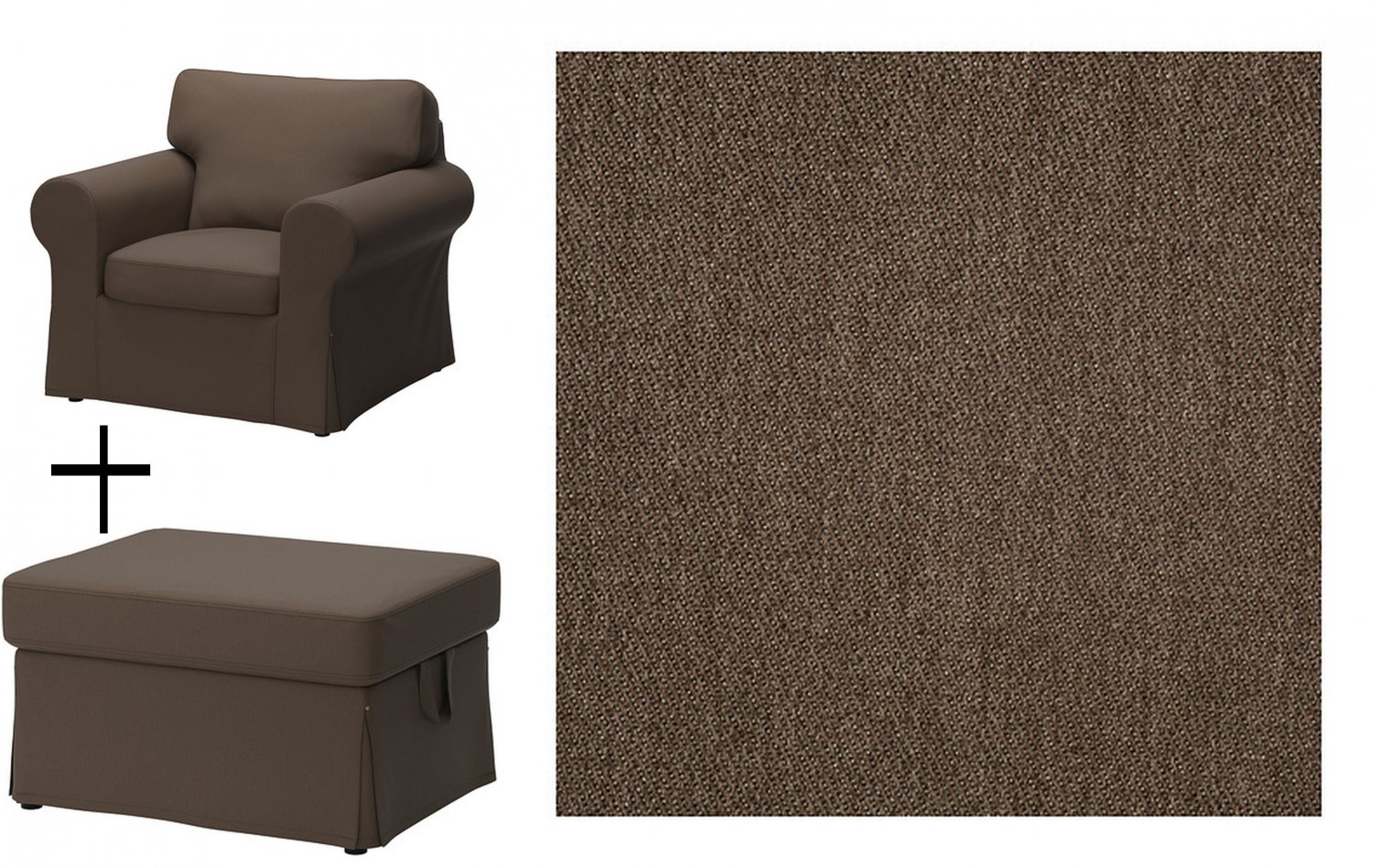 IKEA Ektorp Armchair and Footstool COVERS Slipcovers JONSBODA BROWN