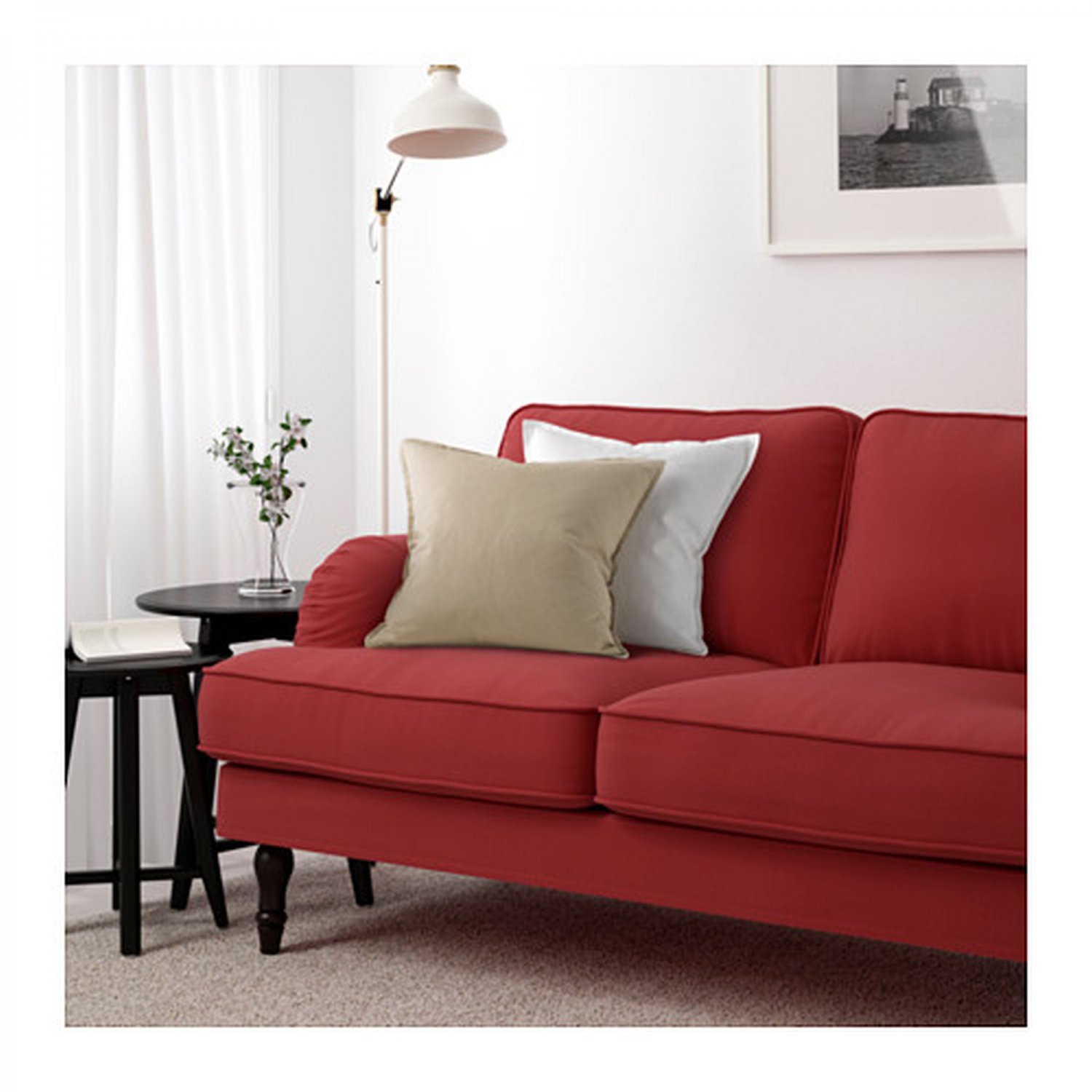 IKEA Stocksund 3 Seat 78" Sofa SLIPCOVER Cover LJUNGEN LIGHT RED Velvet