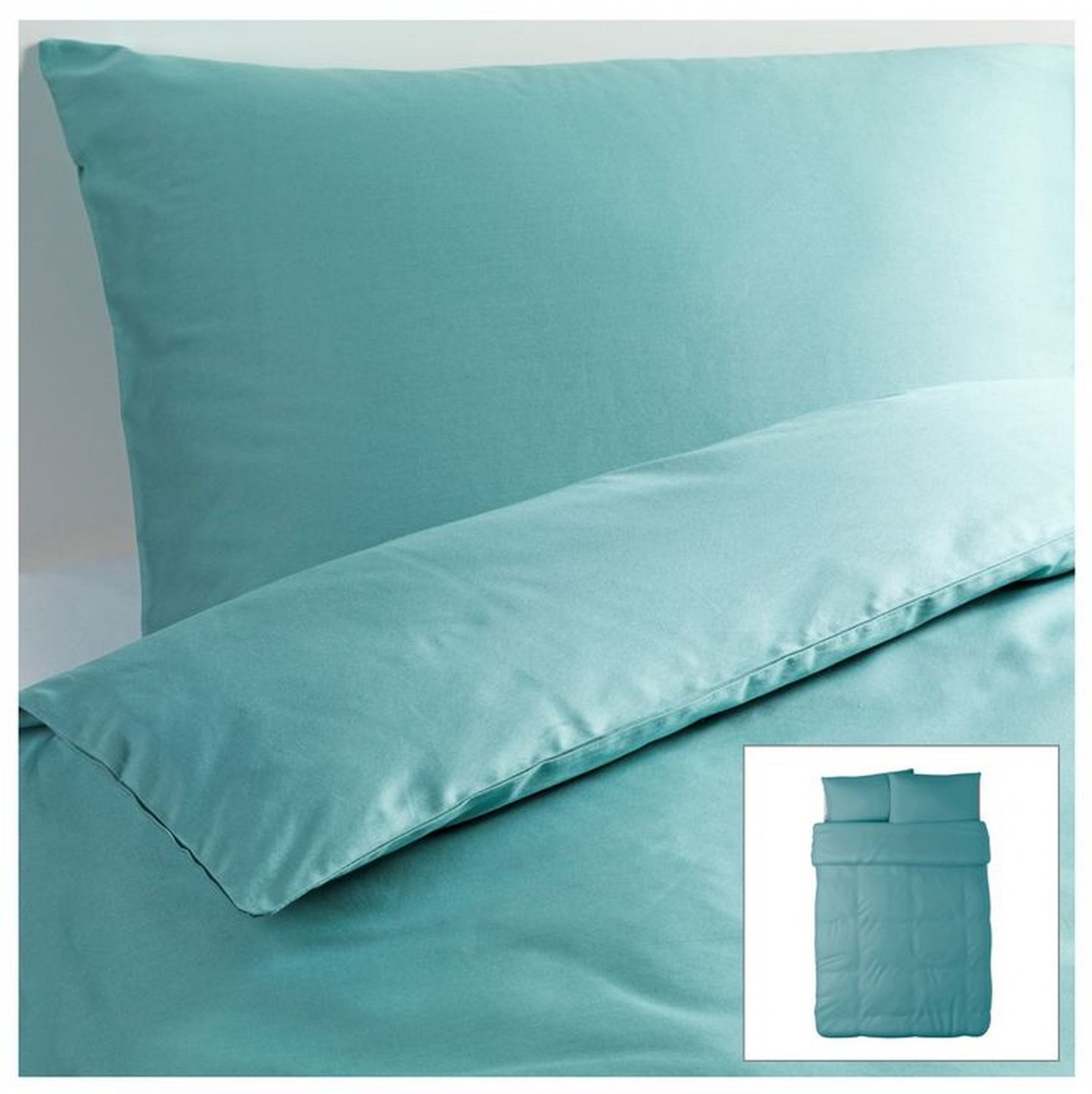 IKEA Gaspa QUEEN Full Duvet COVER and Pillowcases Set TURQUOISE GÄSPA Soft