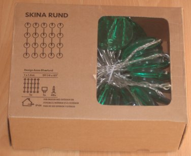 IKEA Skina Rund GREEN Lollipop 48 LIGHT CHAIN Curtain INDOOR OUTDOOR LED Xmas STRÃ�LA Glansa Kallt