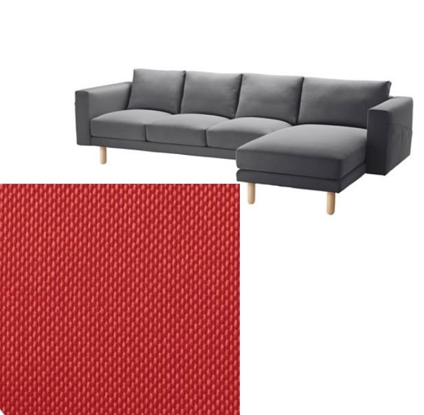 IKEA 3 Seat Sofa w Chaise SLIPCOVER Cover FINNSTA RED 4 Seat