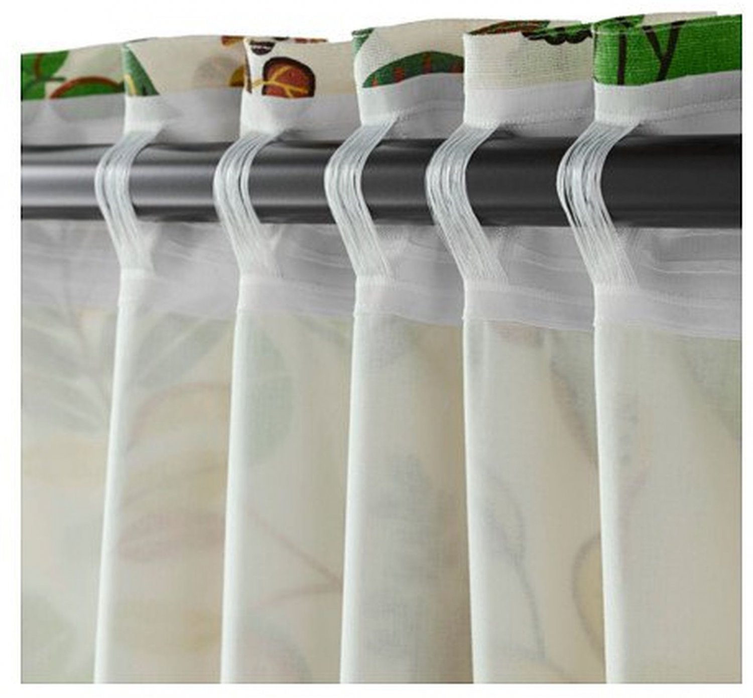 IKEA Syssan CURTAINS Drapes GREEN LEAF Modern Retro LINEN Blend