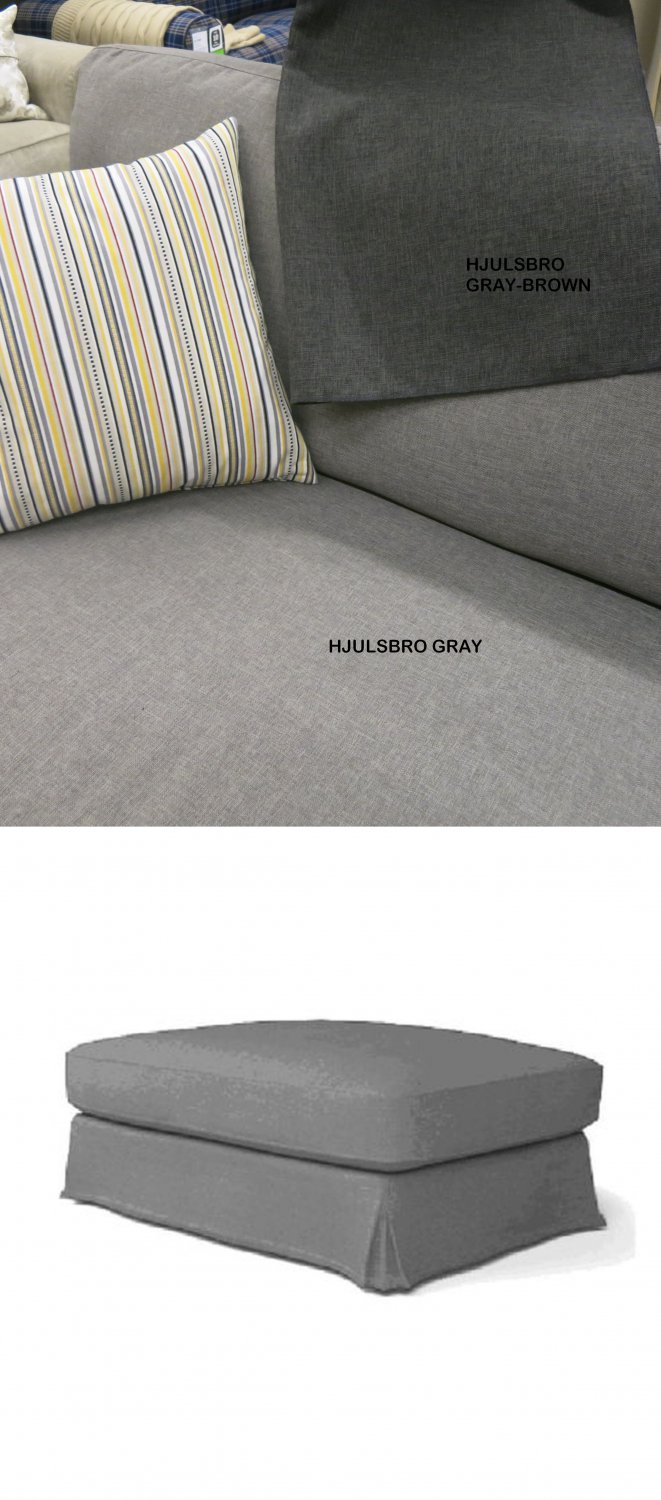 IKEA Hovas FOOTSTOOL SLIPCOVER Ottoman Cover HJULSBRO Gray HOVÅS