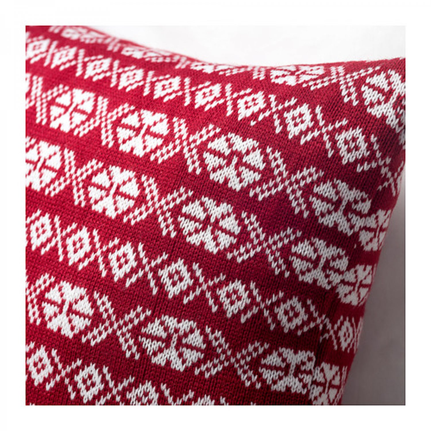 IKEA Antilopoga CUSHION COVER Pillow Sham RED White Knit ANTILOPÖGA
