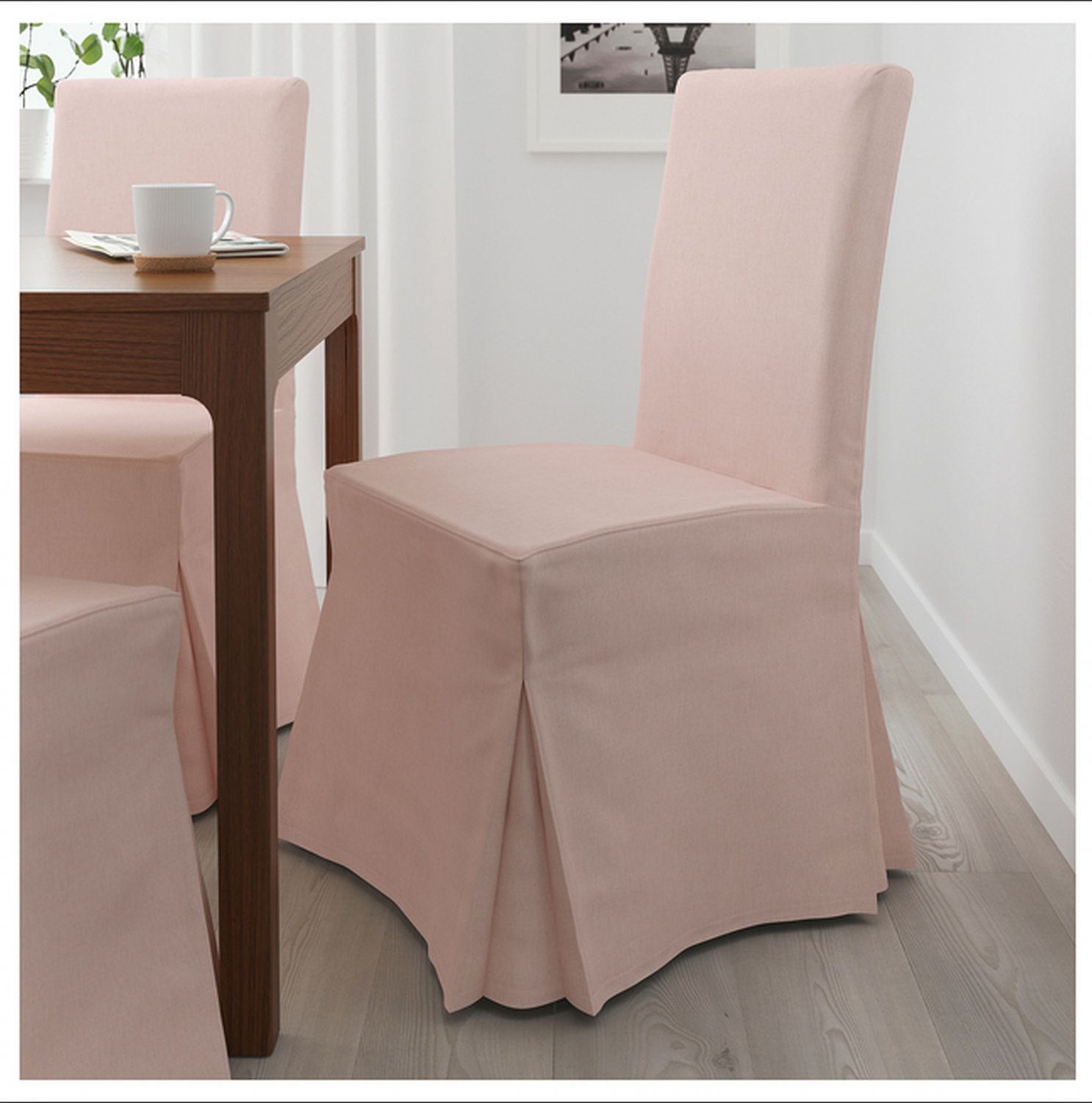 IKEA Henriksdal Chair SLIPCOVER Cover Skirted Long GUNNARED LIGHT PINK