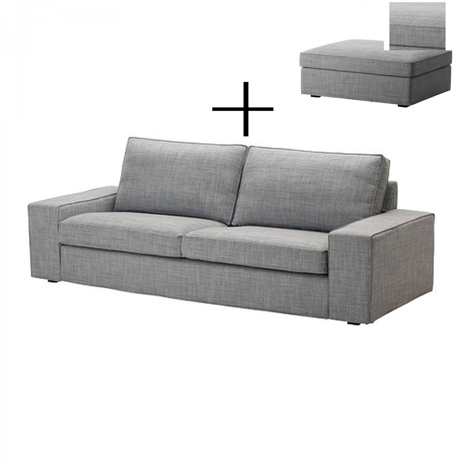 IKEA Kivik 3 Seat Sofa and Footstool SLIPCOVERS Covers ISUNDA GRAY