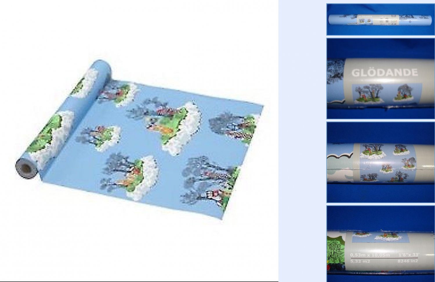 IKEA Glodande Wallpaper BLUE White GLÖDANDE Set of 6 Rolls Limited Edition Surrealist Wondermooi