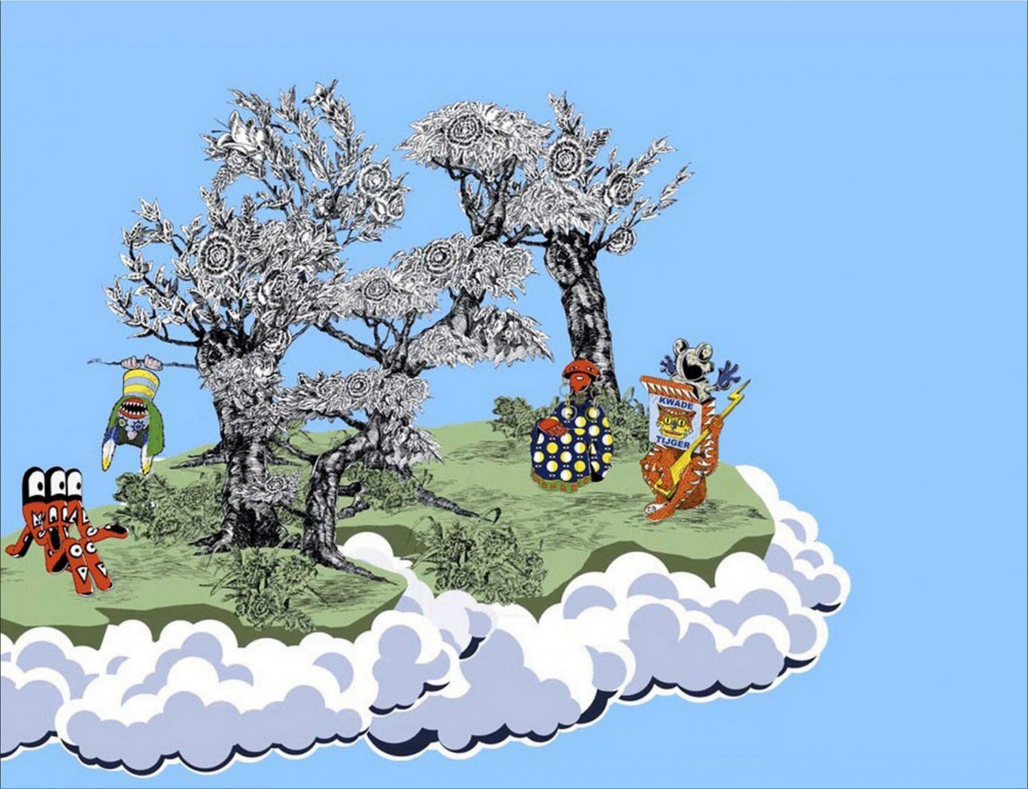 IKEA Glodande Wallpaper BLUE White GLÖDANDE Set of 6 Rolls Limited Edition Surrealist Wondermooi