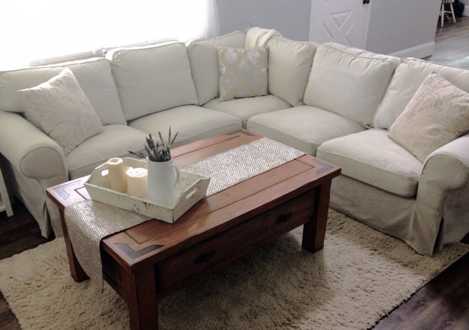 IKEA Ektorp 2+2 Corner Sofa COVER Slipcover TYGELSJO Beige Tygelsjö 4