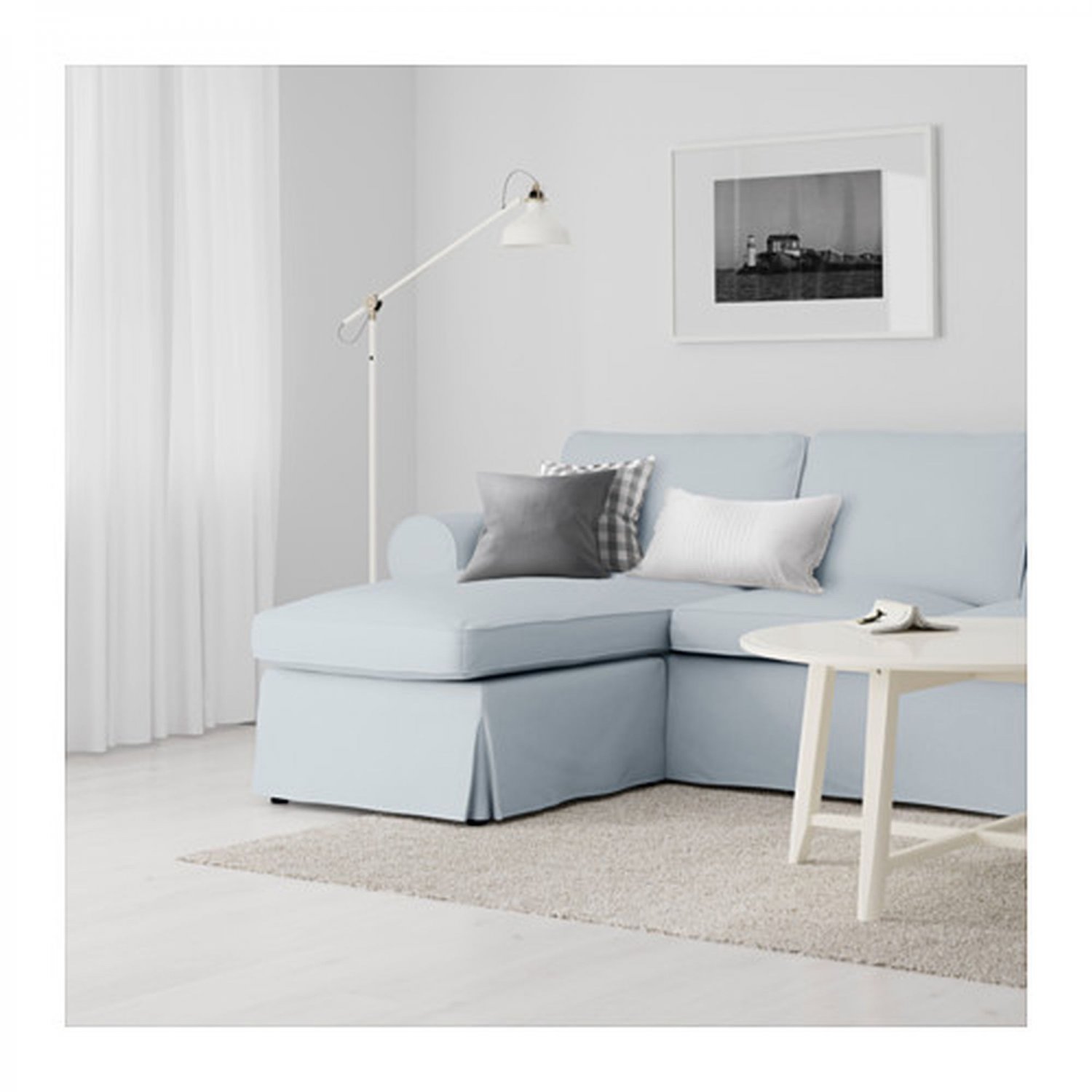 IKEA Ektorp Loveseat sofa w Chaise SLIPCOVER 3seat sectional sofa COVER Nordvalla Light Blue