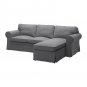 IKEA Ektorp Loveseat sofa w Chaise SLIPCOVER 3-seat sectional sofa COVER Nordvalla Dark Gray grey