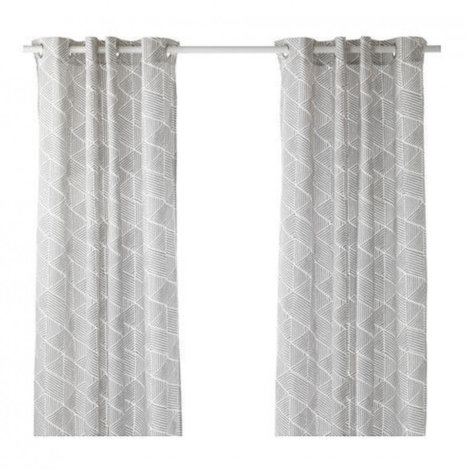 IKEA Nummerort CURTAINS Drapes 2 Panels Gray White Grommet Eyelet