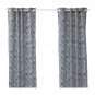 IKEA Nunnerort CURTAINS Drapes 2 Panels Navy Blue White Grommet Eyelet Header 98" NUNNERÖRT