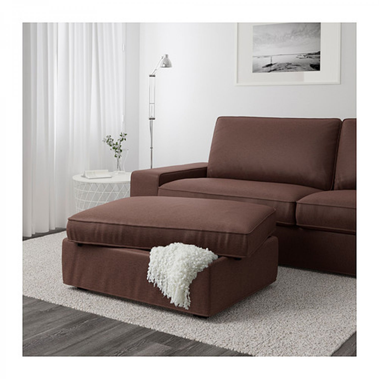 IKEA KIVIK Footstool SLIPCOVER Ottoman Cover BORRED DARK BROWN Bezug Housse